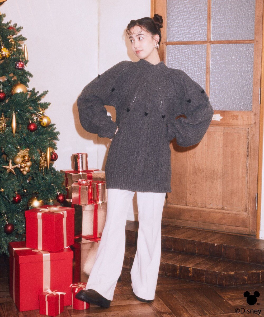 earth music&ecology 【予約】Disney/ポイントミッキーケーブルニット 