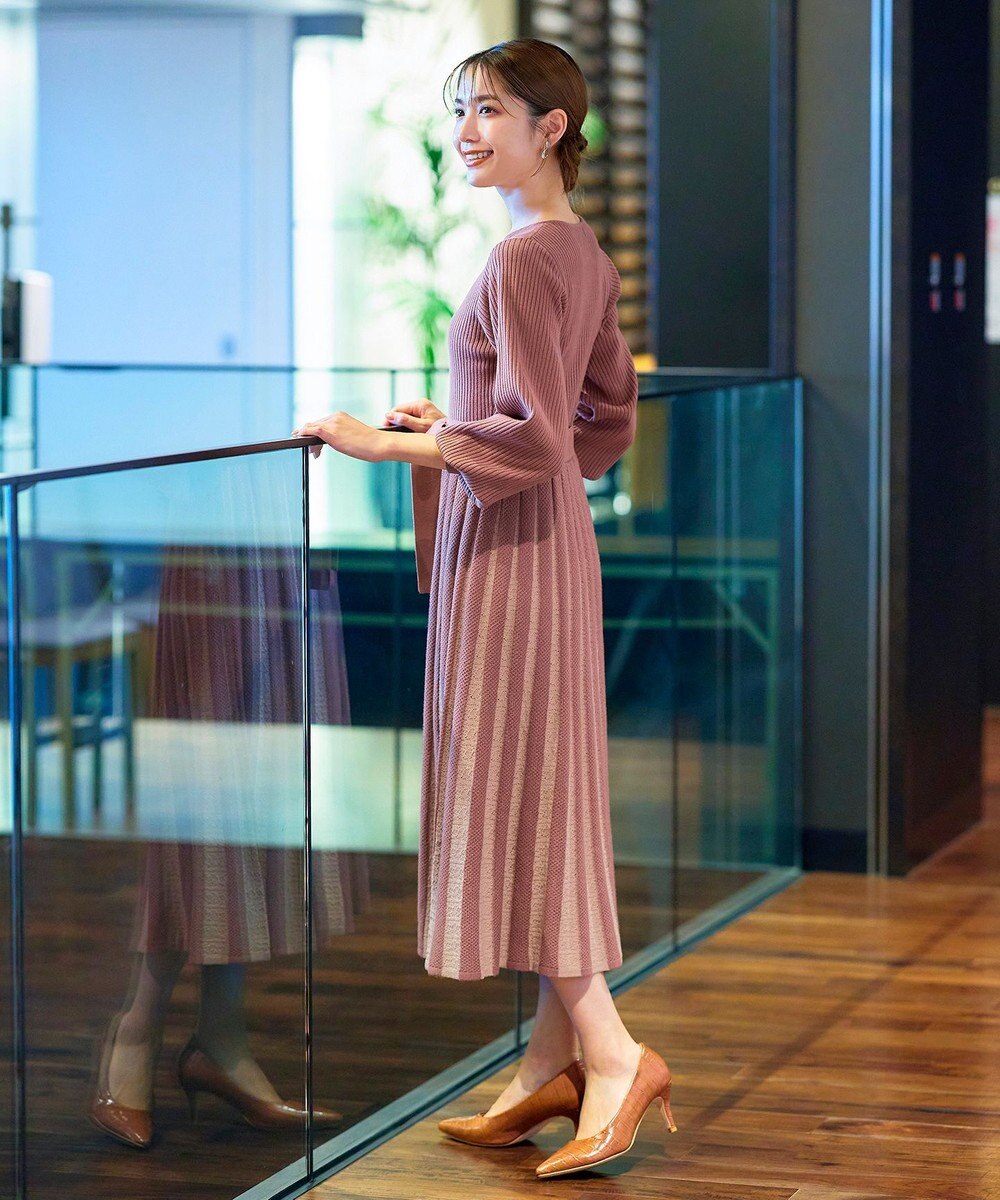 Tiaclasse 【洗える】レース編みニットフレアワンピース 