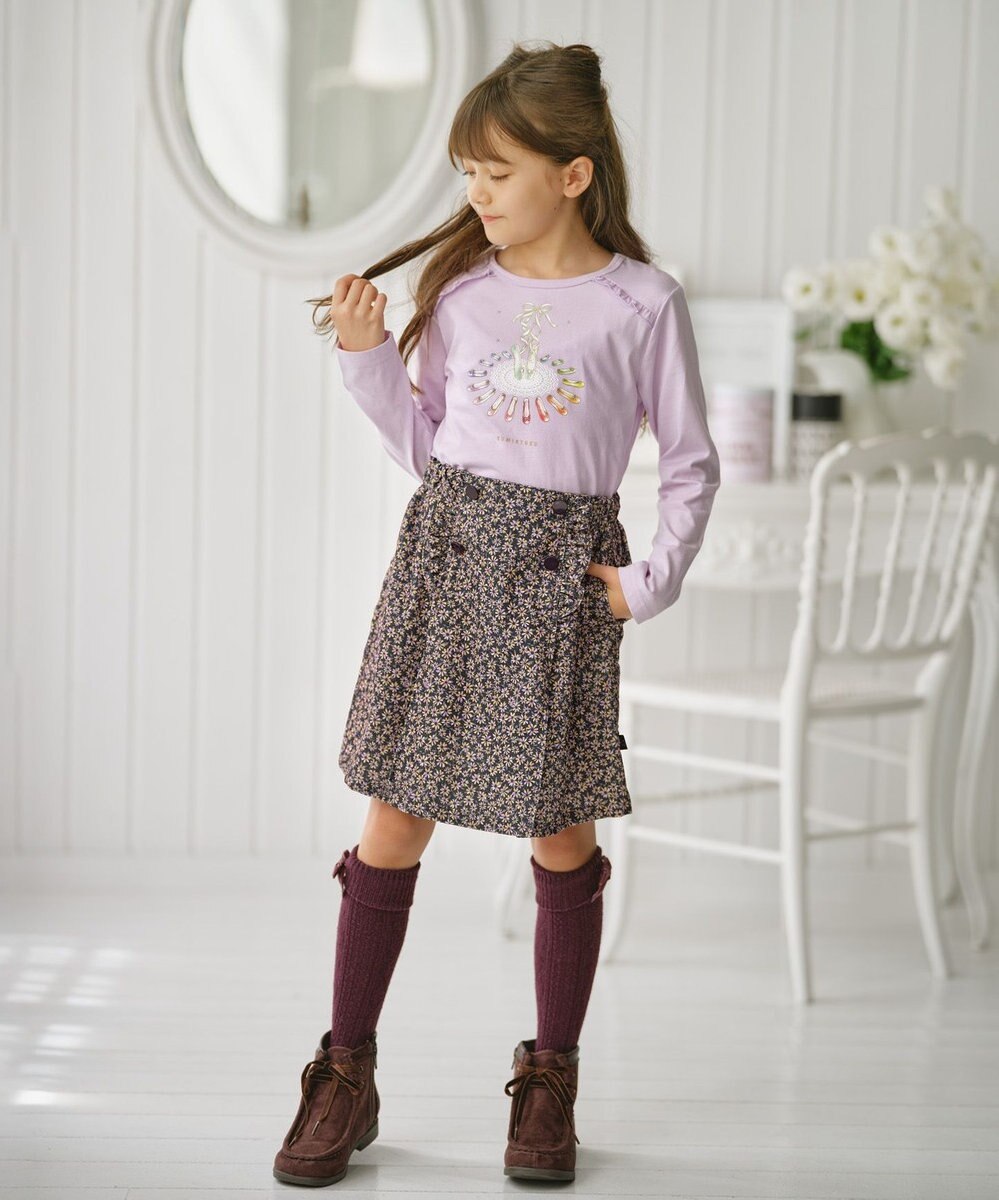 組曲 KIDS 【110-140㎝】モノトーンフラワーコーデュロイ キュロット 