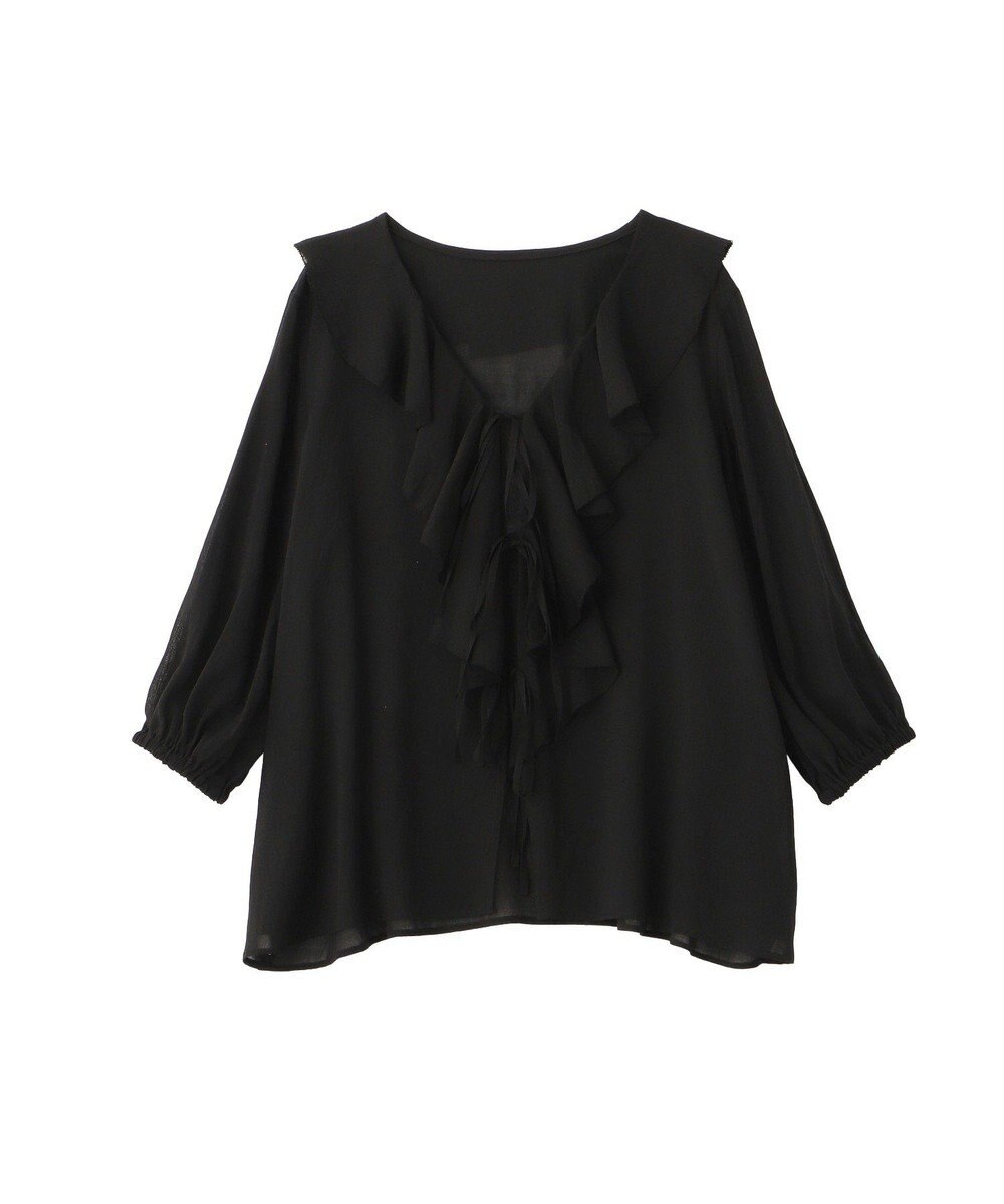 YECCA VECCA ラッフルリボンシアーブラウス 