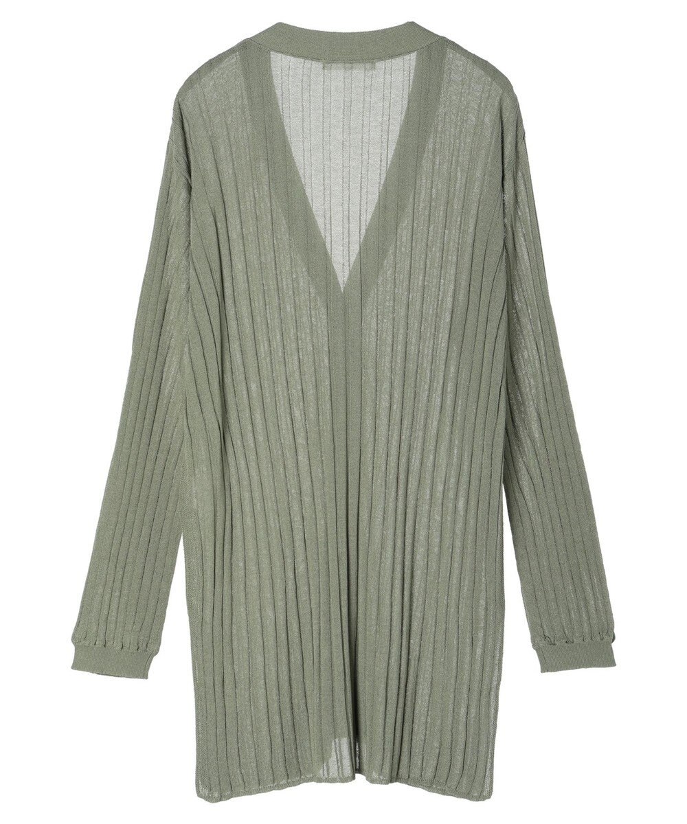 Green Parks 推しニット　リブ編みミドル丈カーディガン 