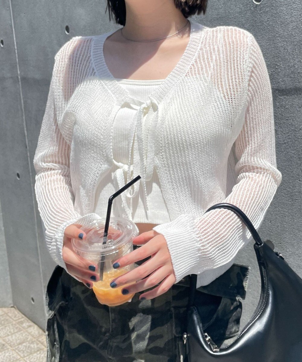 WEGO スパンコールメッシュニットカーデ 