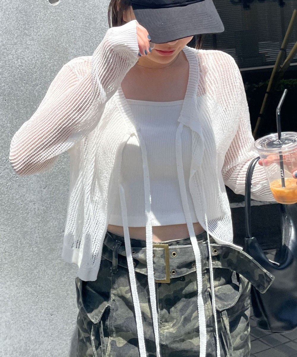 WEGO スパンコールメッシュニットカーデ 