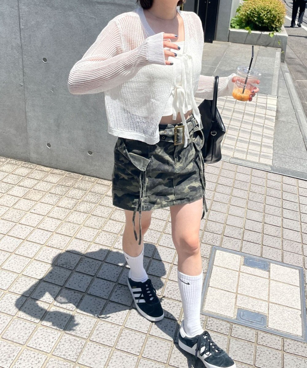 WEGO スパンコールメッシュニットカーデ 