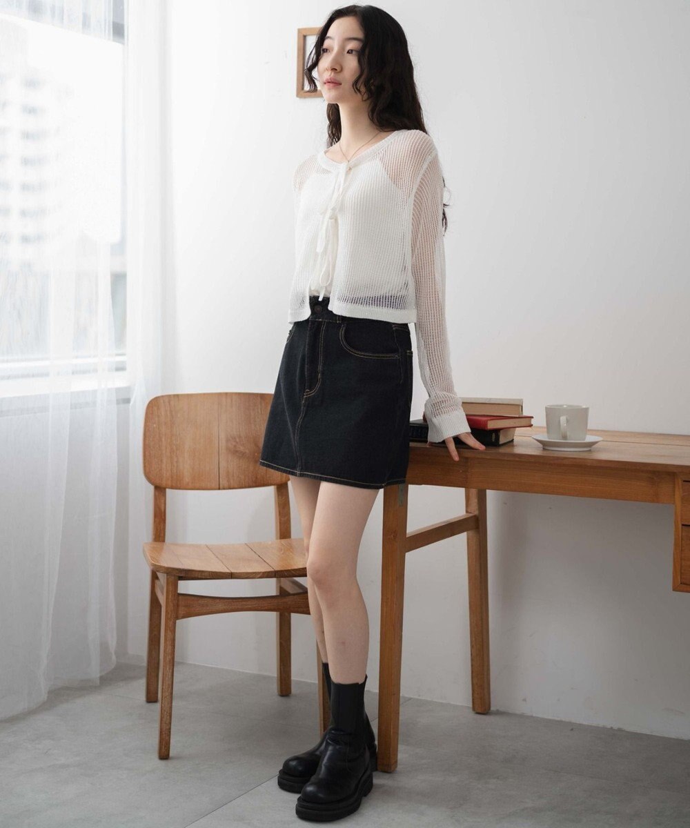 WEGO スパンコールメッシュニットカーデ 