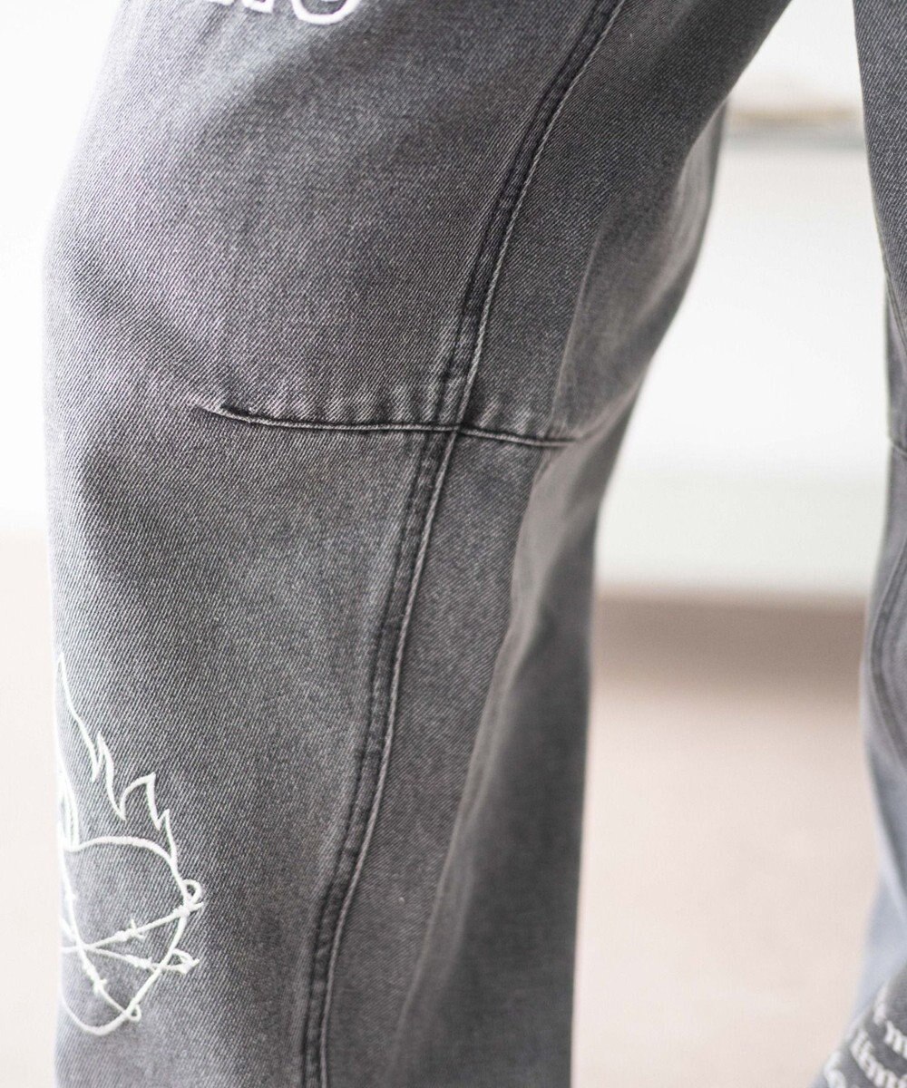 WEGO 刺繍ロゴバレルレッグパンツ 