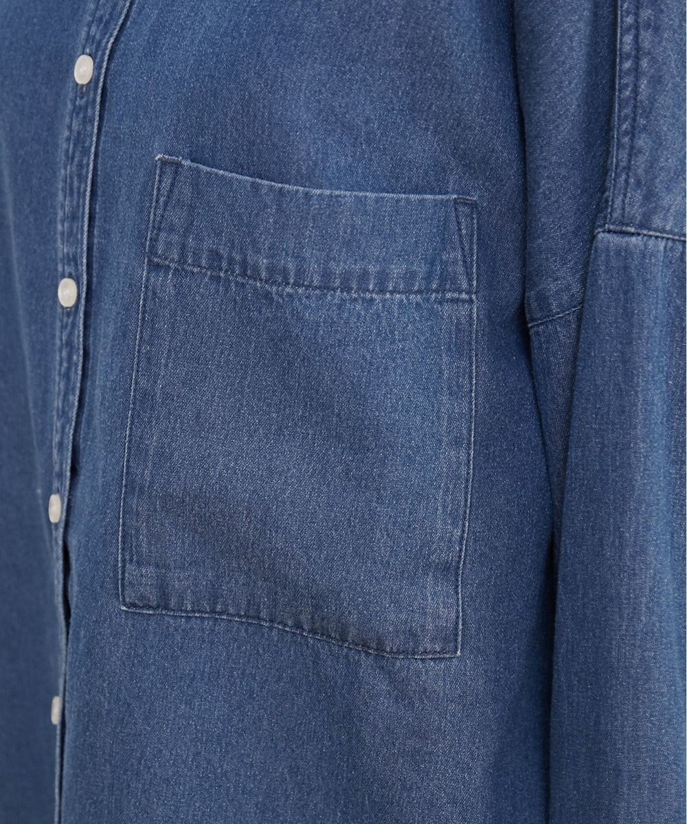 WEGO 【ANGIE VINTAGE】オーバーサイズ バンドカラー デニムシャツ 