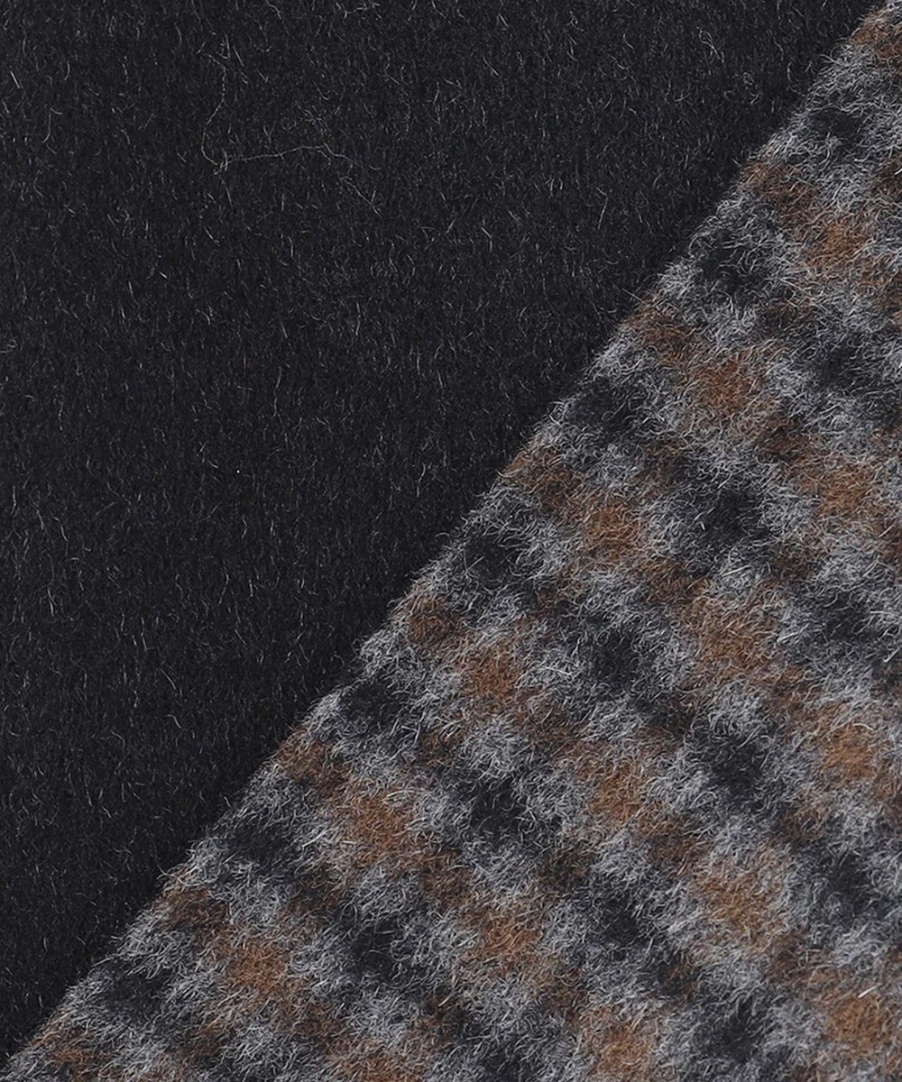 J.PRESS LADIES S 【リバーシブル】ウールナイロン リバーチェック ノーカラー ショートコート 