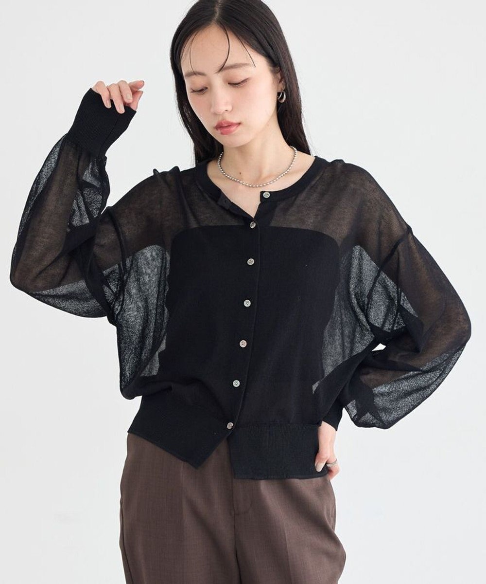 earth music&ecology 【WEB限定】接触冷感シアークルーニットカーディガン 