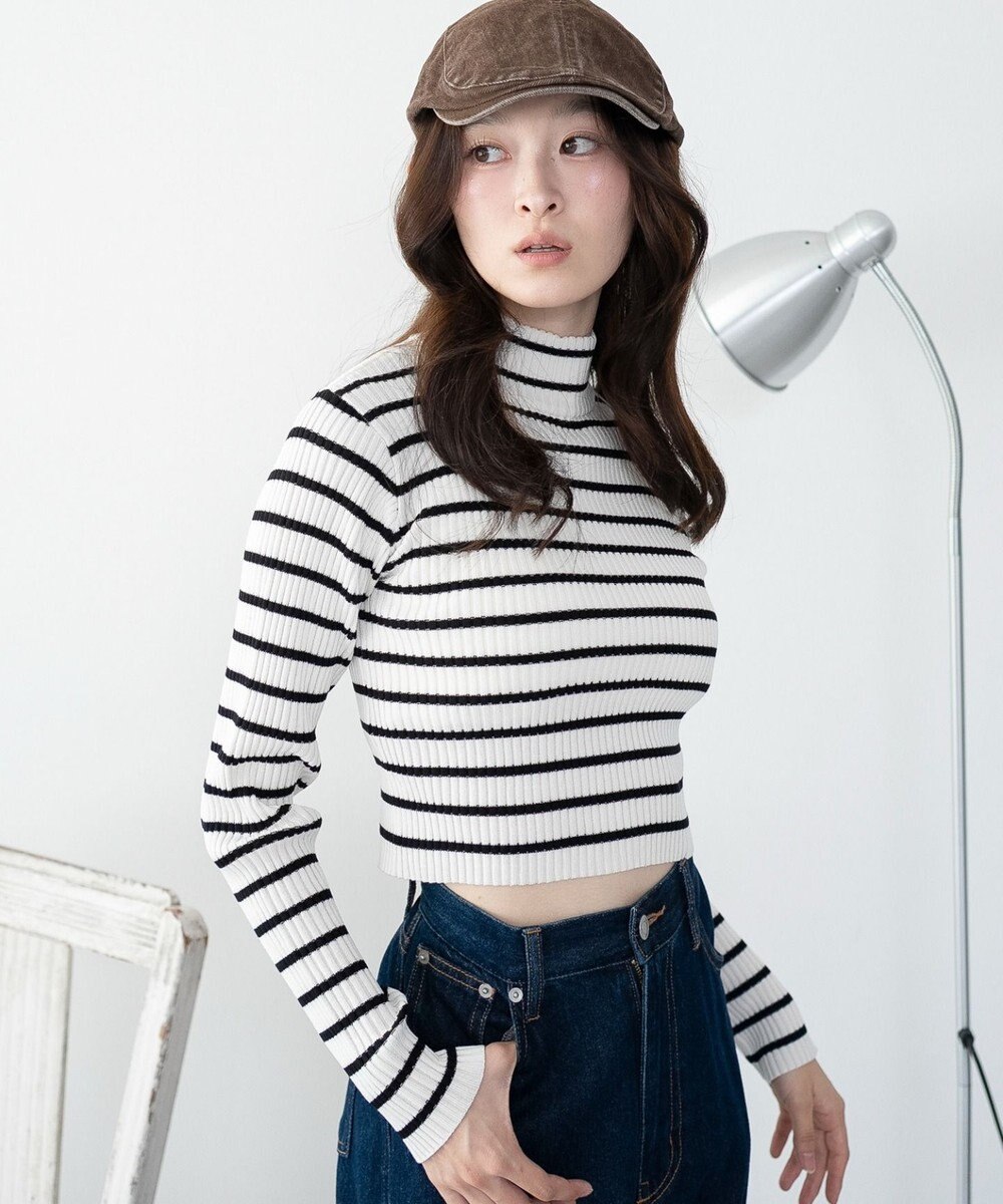 WEGO 【2025年秋冬新作】リブハイネックショートニット 