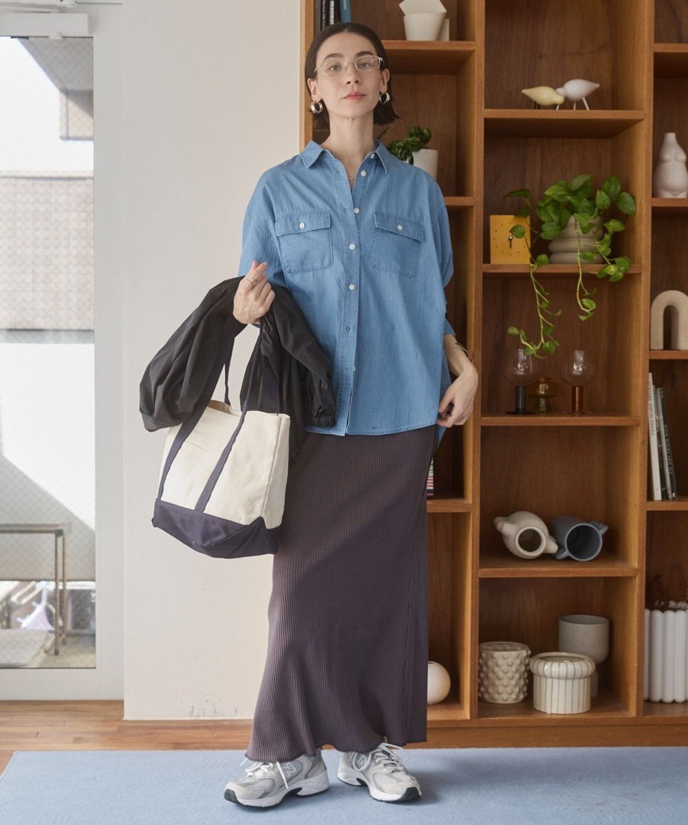 WEGO 【ANGIE VINTAGE】シアーデニムレギュラーカラーシャツ 