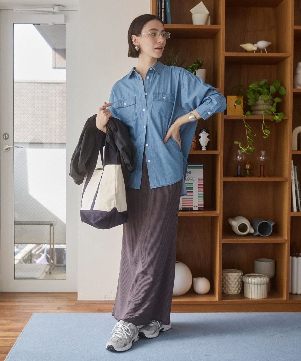 WEGO 【ANGIE VINTAGE】シアーデニムレギュラーカラーシャツ 