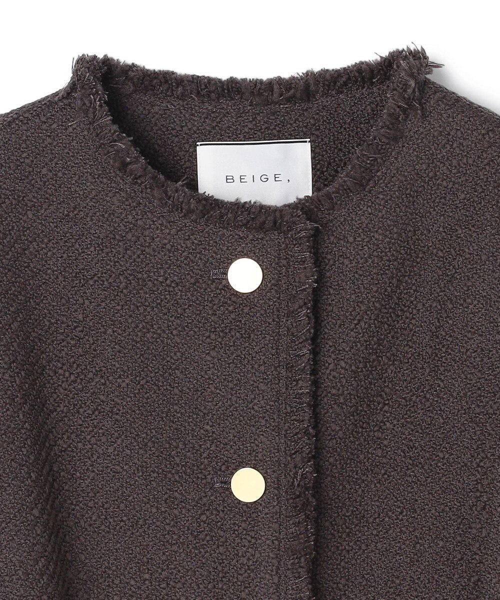 BEIGE， 【Oggi 10月号掲載】MULLIN / ウールツイードメタルボタンノーカラージャケット 