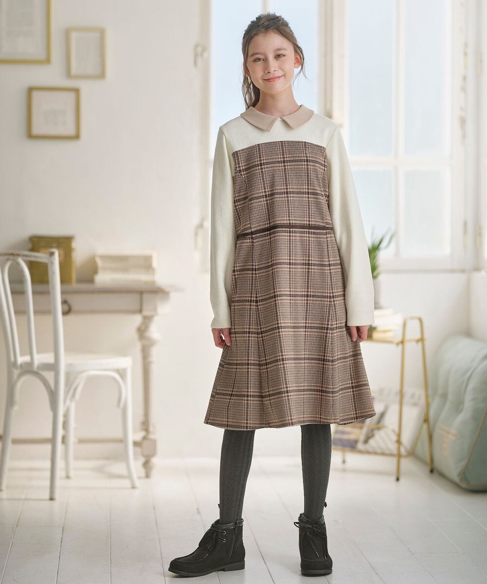 組曲 KIDS 【150-160㎝】レディチェック ワンピース 