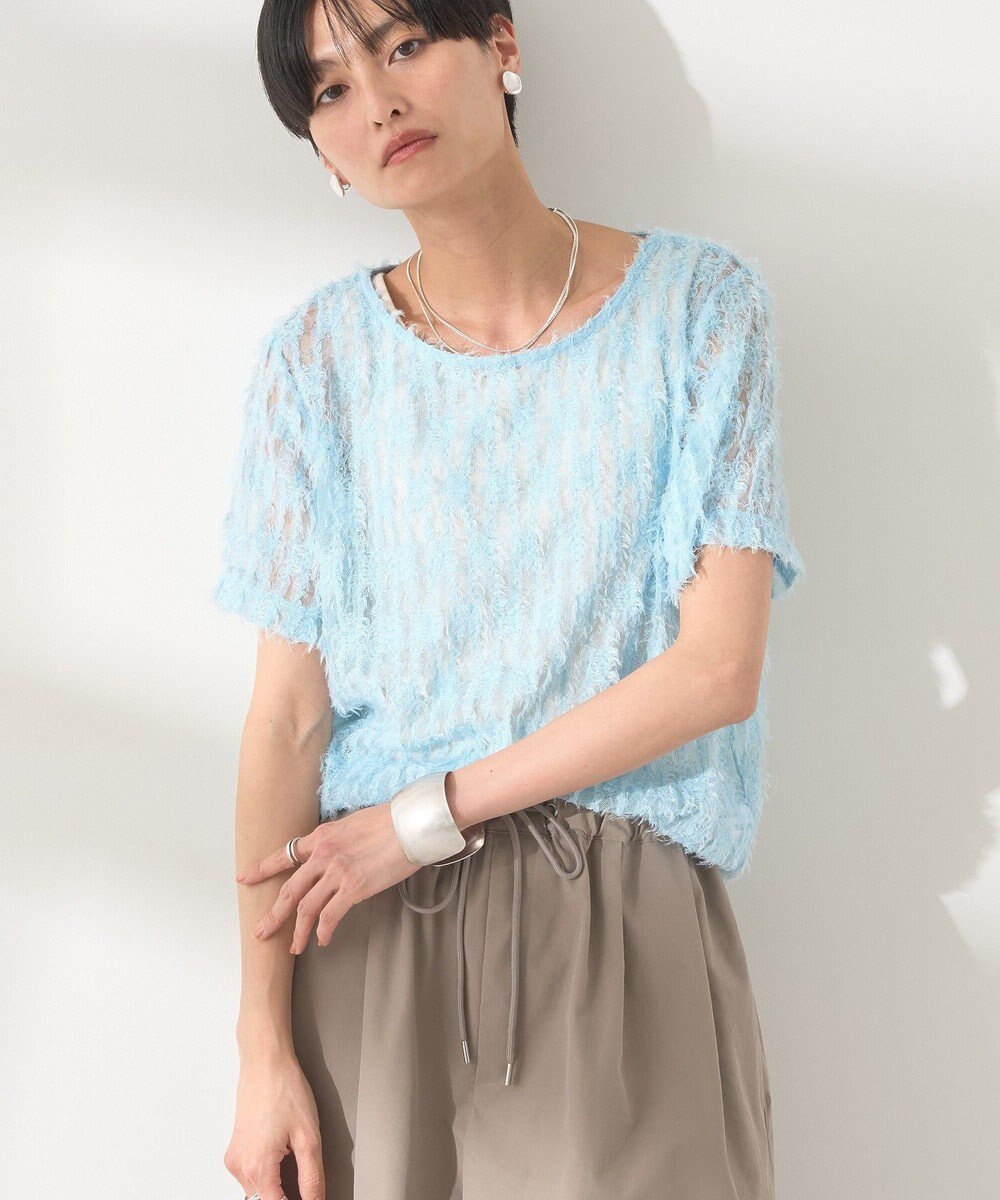 AMERICAN HOLIC チュールフリンジシアーＴシャツ 