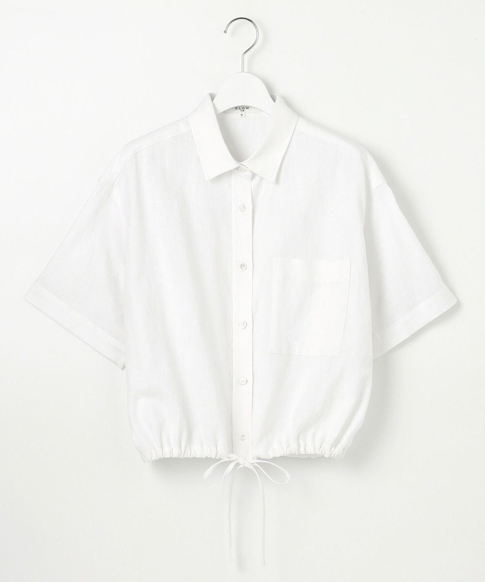 23区 L 【SLOW/一部店舗限定】ブライトリネン クロップド シャツ 
