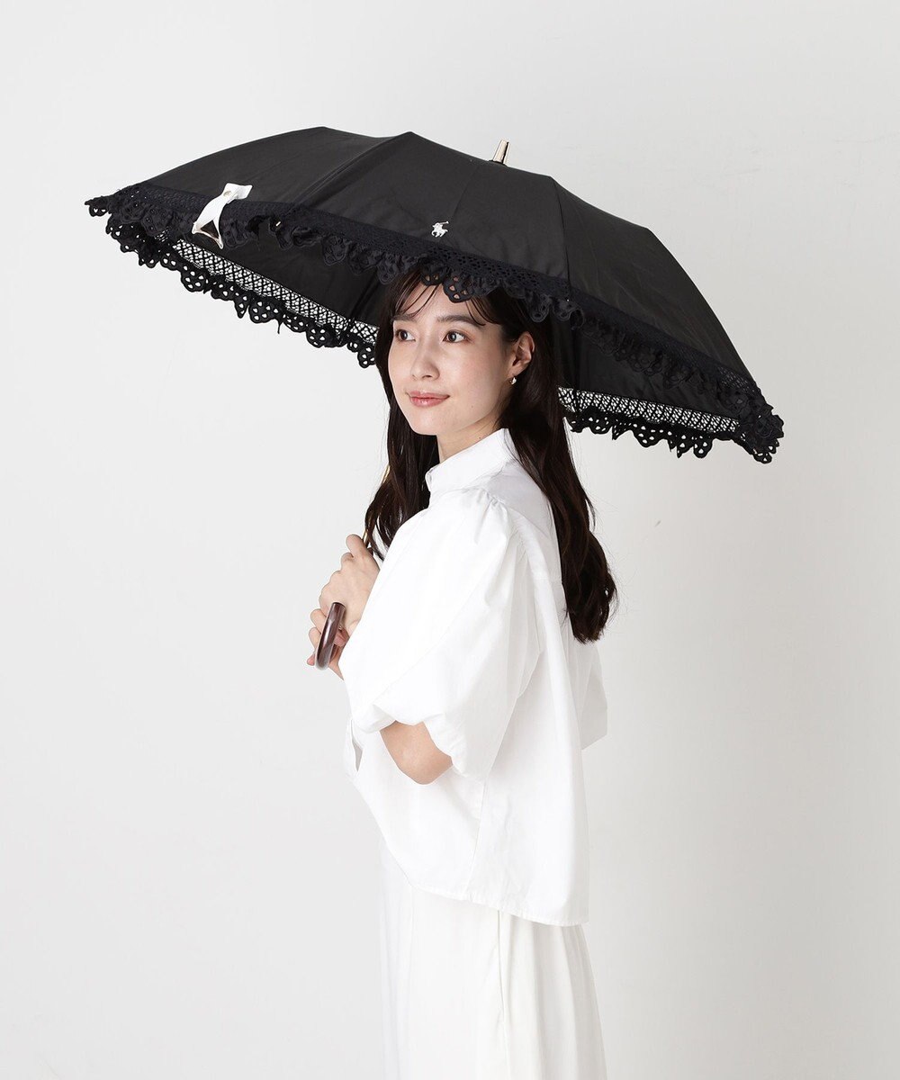 MOONBAT 【遮光/晴雨兼用日傘】POLO RALPH LAUREN(ポロ ラルフローレン) エンブフリル 折りたたみ傘 楽折 遮熱 UV 