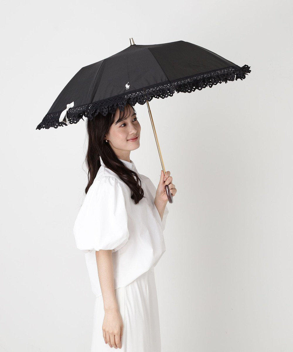 MOONBAT 【遮光/晴雨兼用日傘】POLO RALPH LAUREN(ポロ ラルフローレン) エンブフリル 折りたたみ傘 楽折 遮熱 UV 