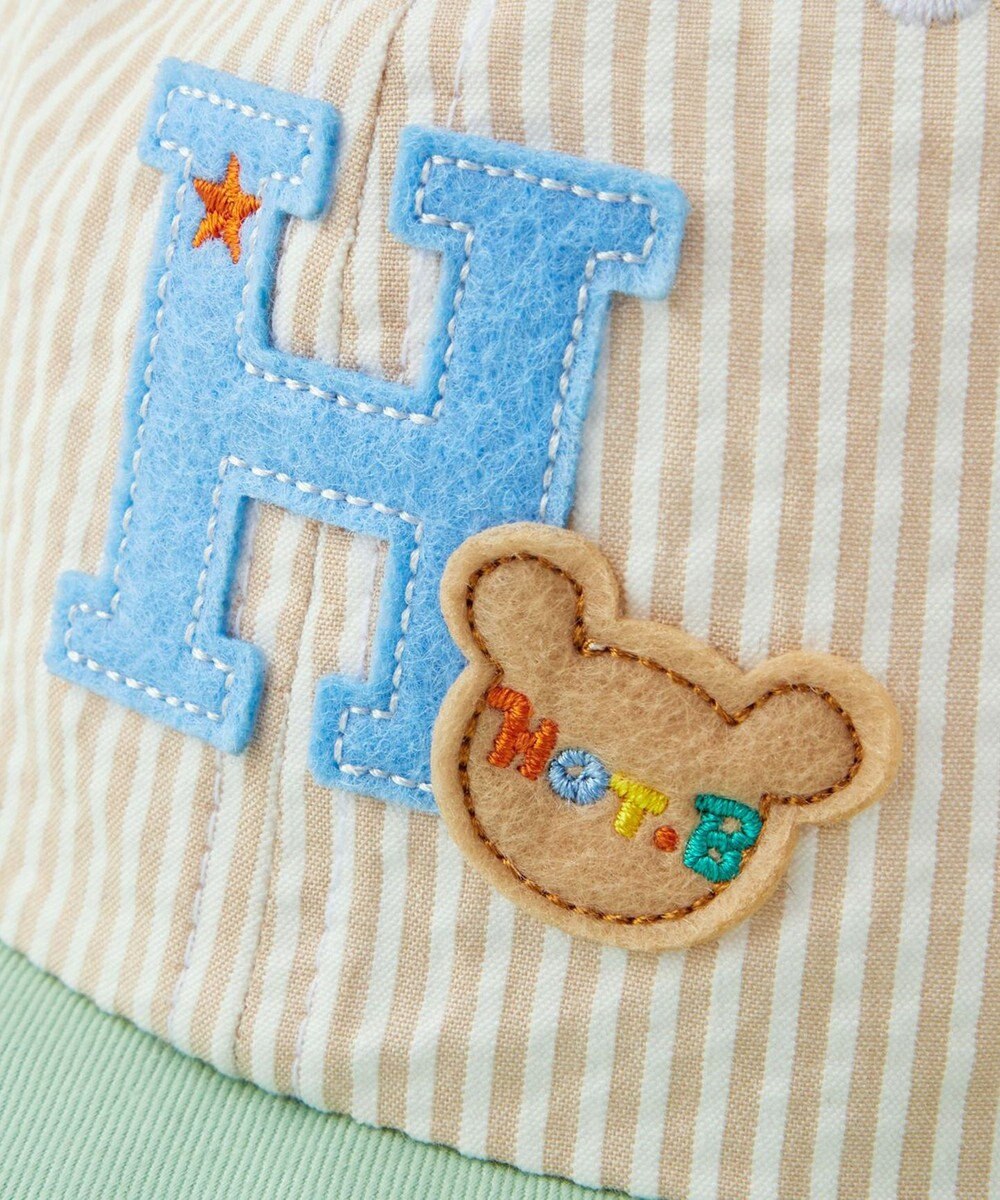 MIKI HOUSE HOT BISCUITS 【44-54cm】 ストライプ ロゴメッシュキャップ 