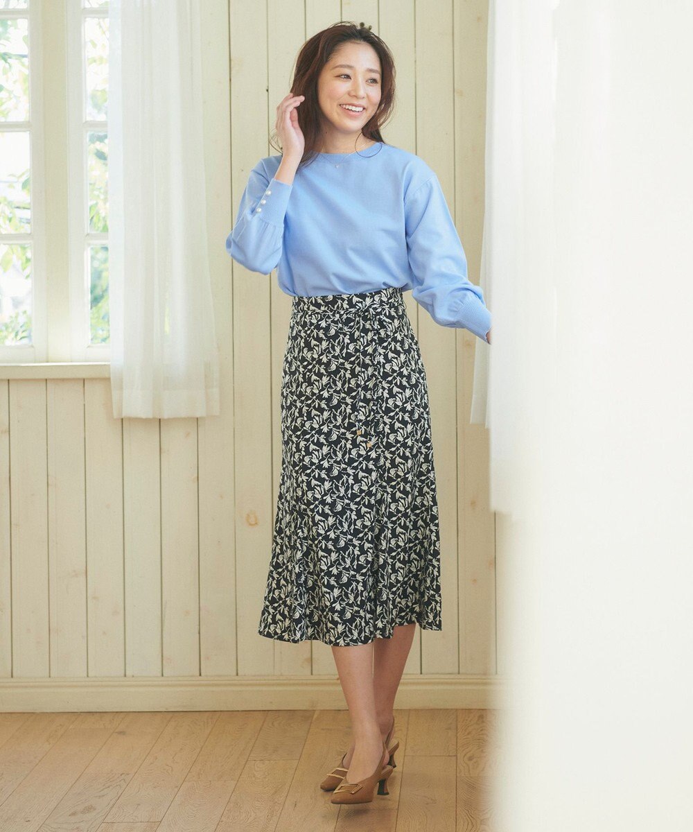 Feroux 【洗える】パールポイントパフスリーブ ニット 