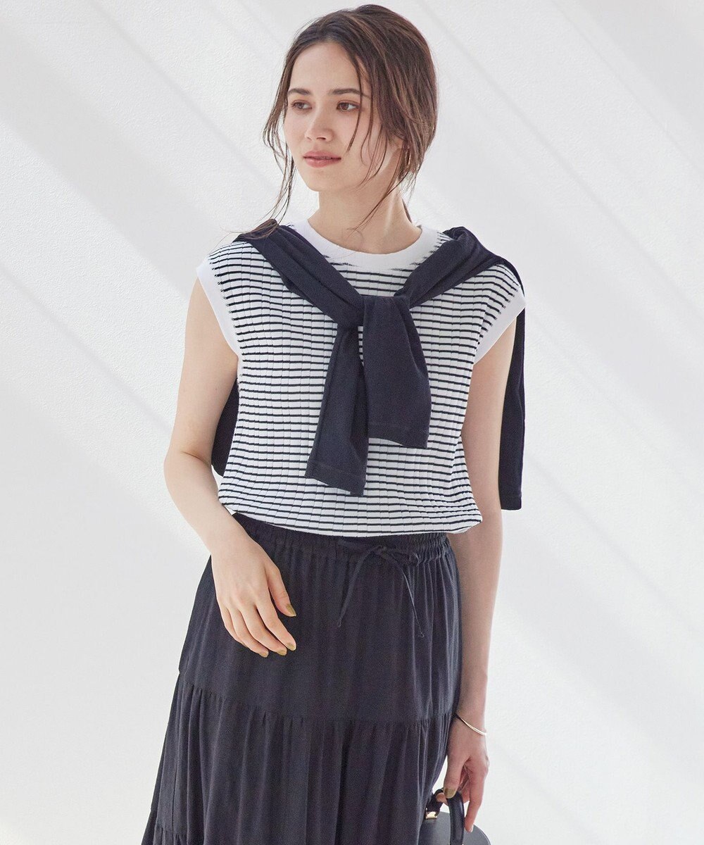 23区 S 【SLOW/一部店舗限定】ランダムリブフライス フレンチスリーブ カットソー 