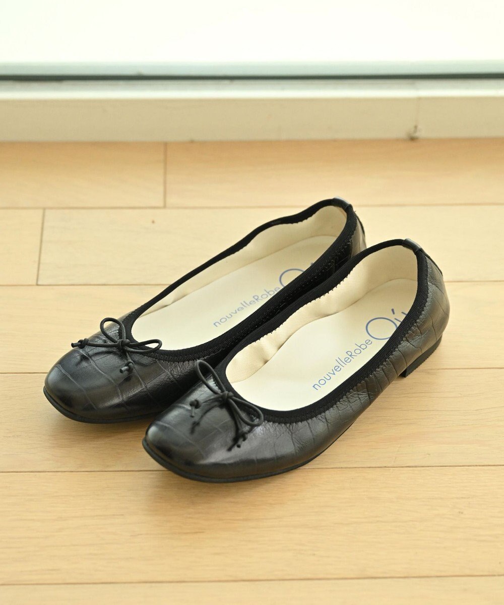 nouvelleRobe Oū 【本革・高反発】Square スクエアトゥ 型押しバレエシューズ 