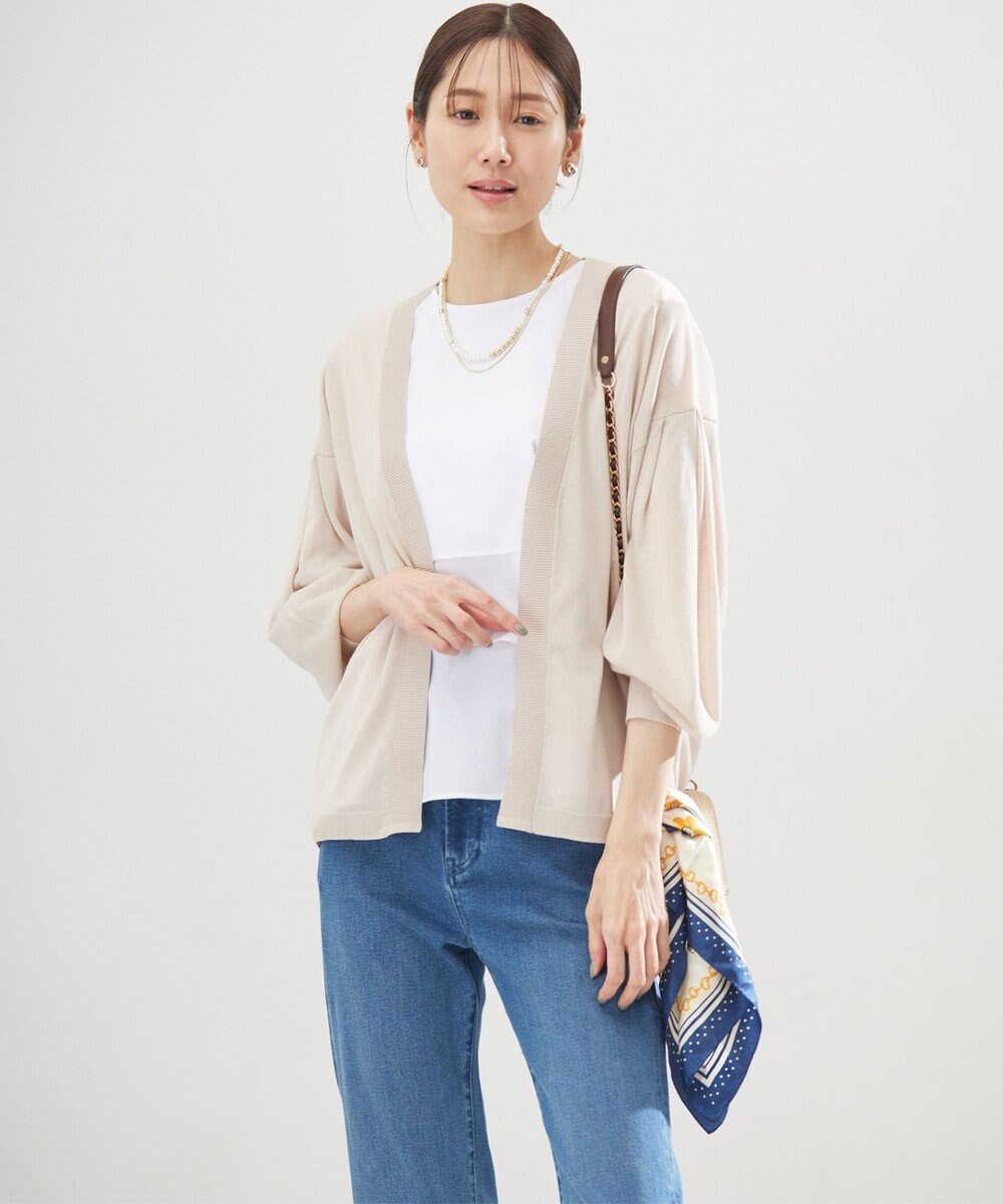 組曲 【WEB限定】コットンレーヨンシャーティングノースリーブ ブラウス 