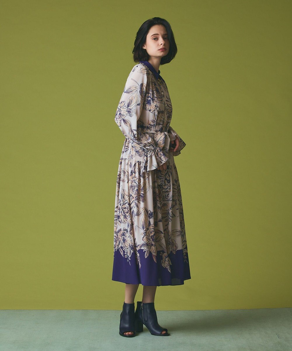 GRACE CONTINENTAL ボタニカルドレープワンピース 