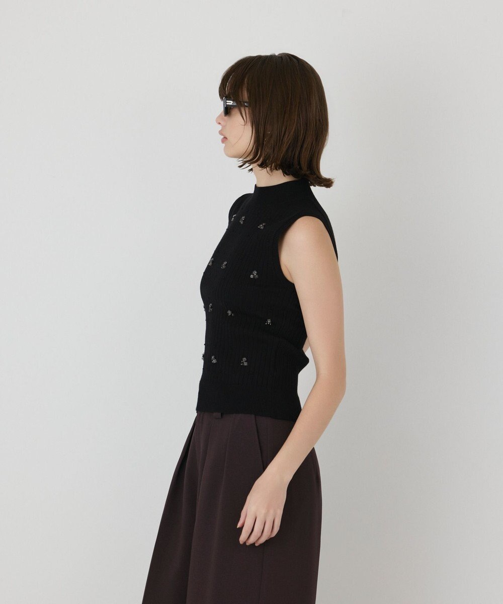 GRACE CONTINENTAL ビジューリブニットトップ 