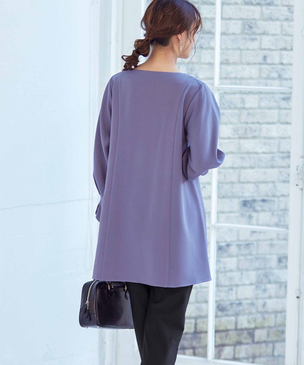 Tiaclasse 【洗える】プリーツパフ袖チュニックブラウス 