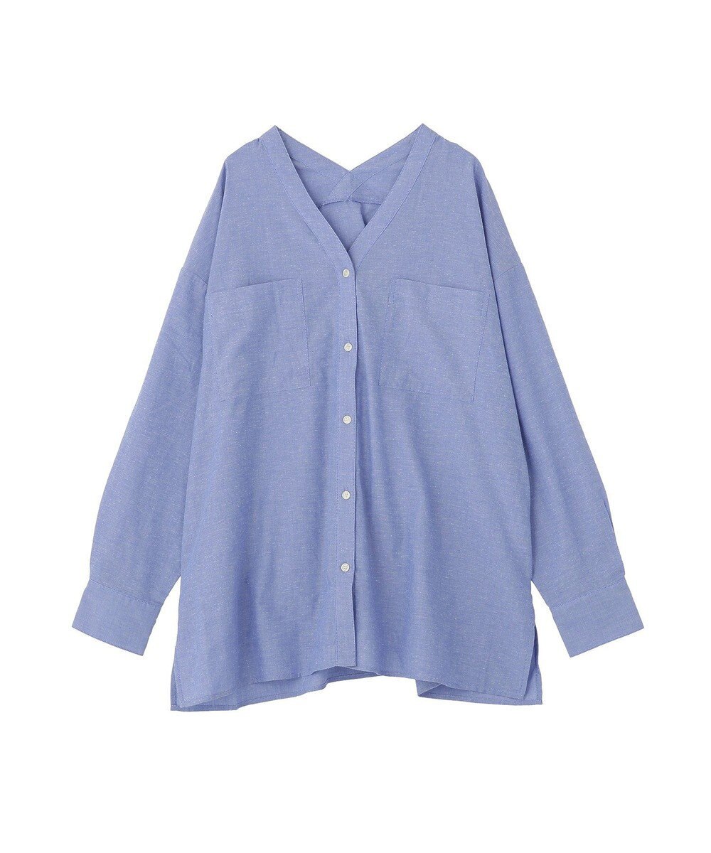 Green Parks 綿麻混Ｖネックオーバーサイズシャツ 