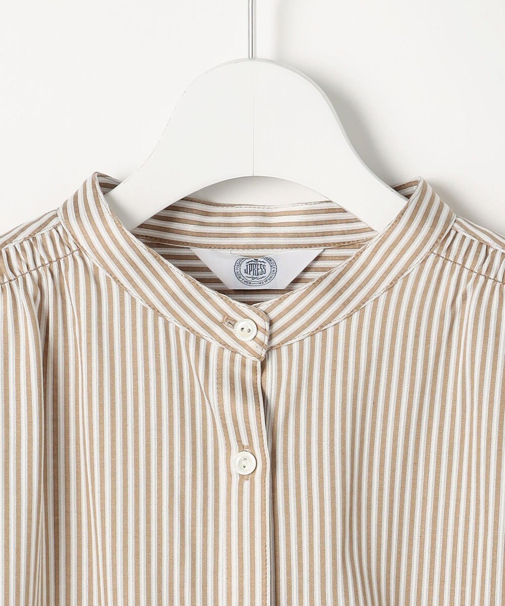 J.PRESS LADIES ストライプジャガード バンドカラー カットソー 
