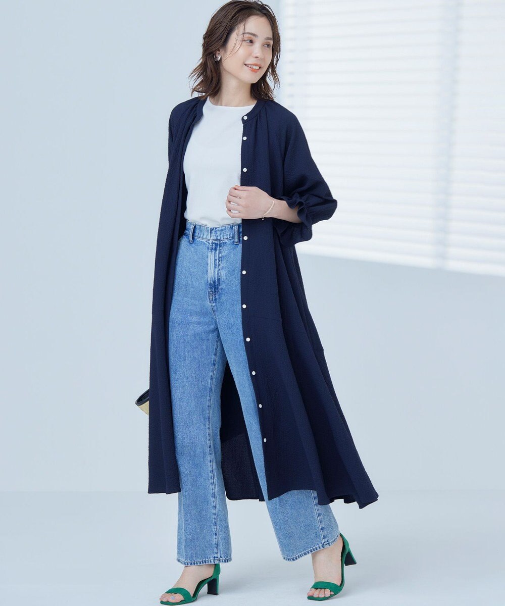 組曲 【WEB限定】クレープストレッチ シャツワンピース 