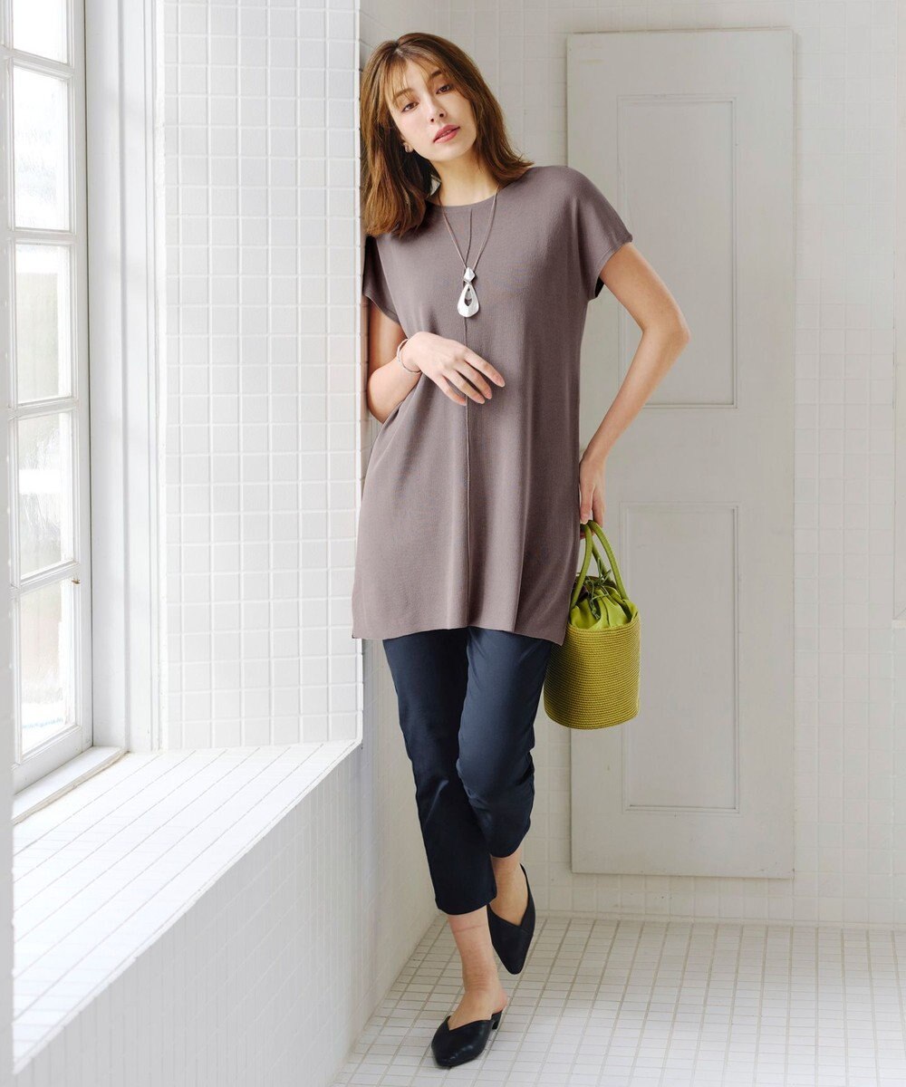 Tiaclasse 【洗える】フレンチスリーブニットチュニック 