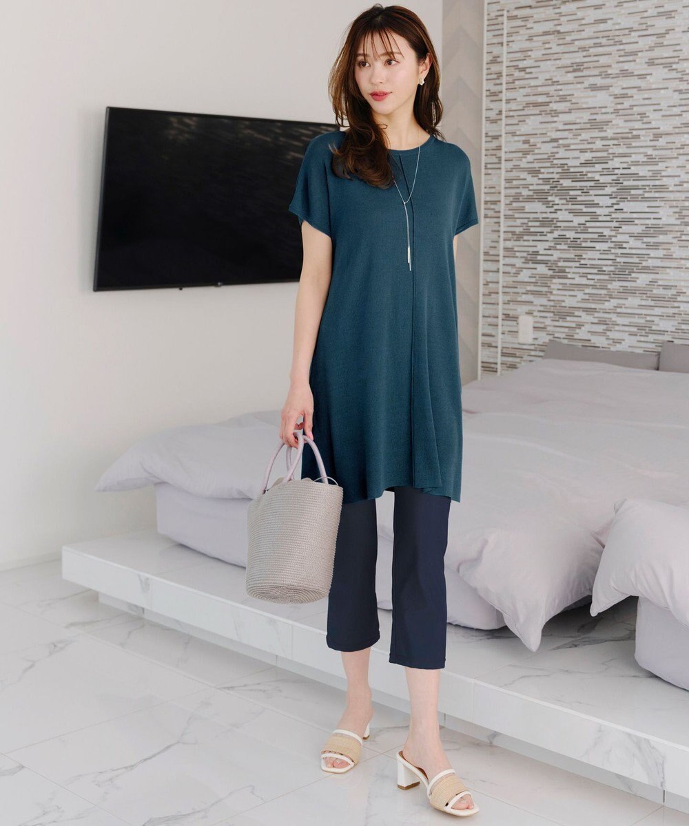 Tiaclasse 【洗える】フレンチスリーブニットチュニック 