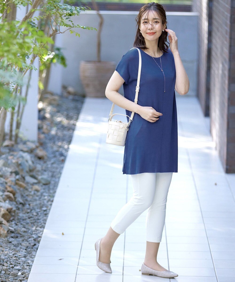 Tiaclasse 【洗える】フレンチスリーブニットチュニック 