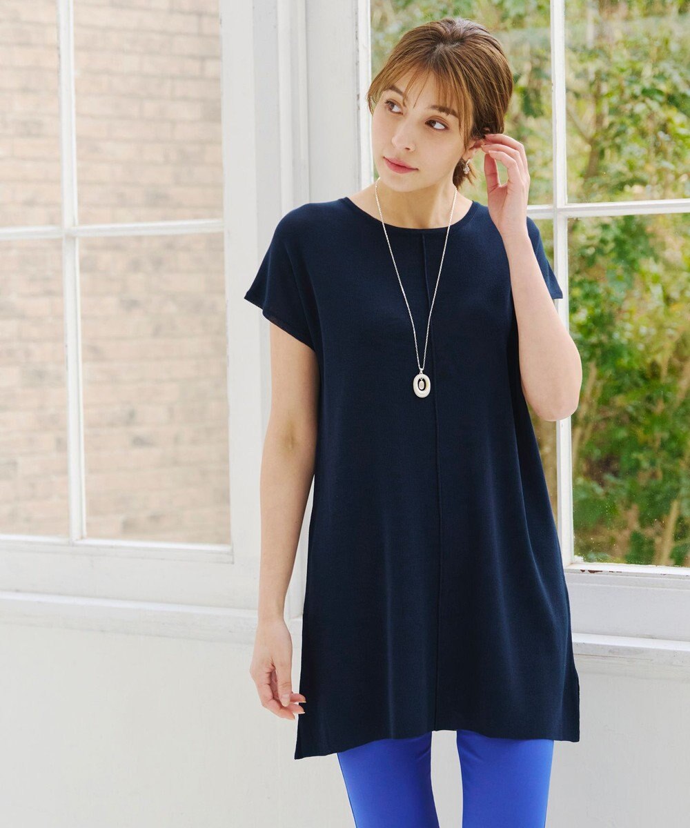 Tiaclasse 【洗える】フレンチスリーブニットチュニック 