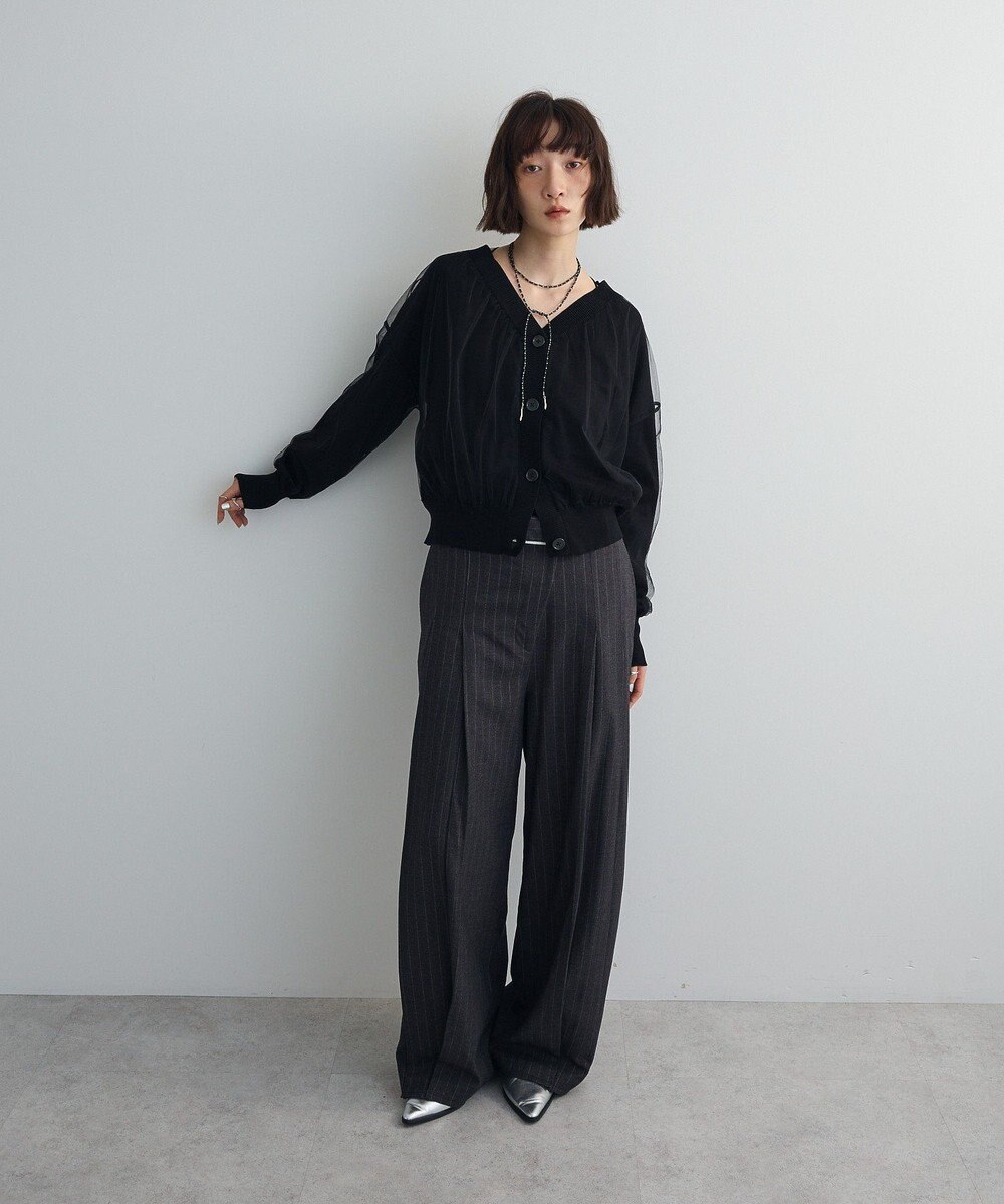 Green Parks チュールドッキングＶネックニットカーディガン 