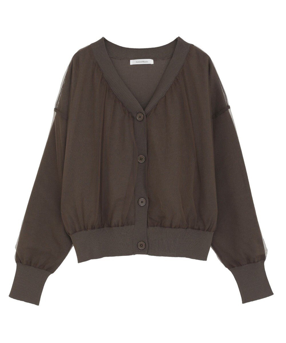 Green Parks チュールドッキングＶネックニットカーディガン 