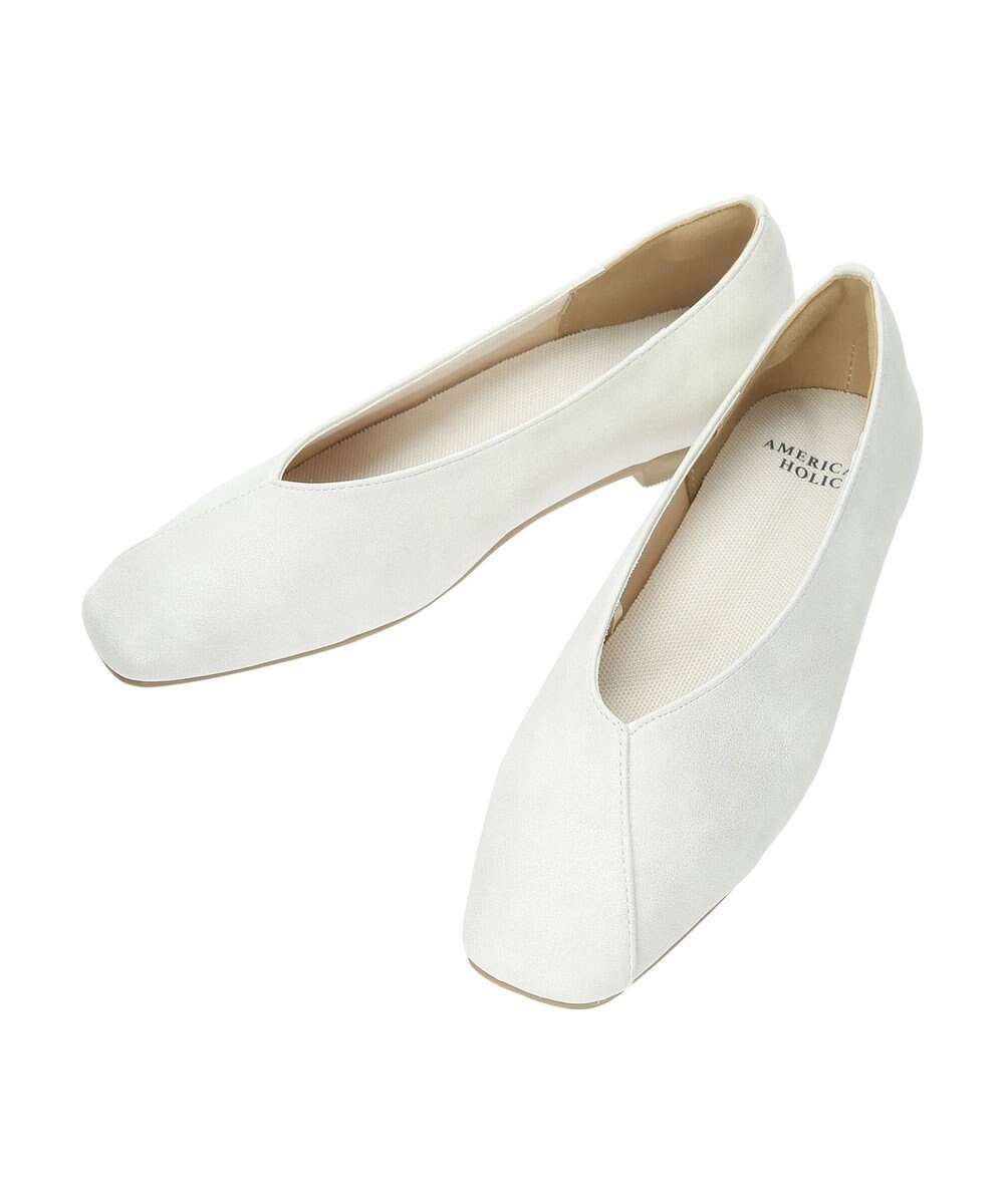 AMERICAN HOLIC 【整履き】切り替えスクエアフラットパンプス 