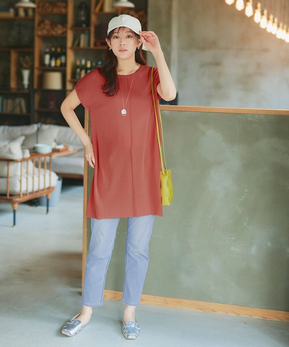 Tiaclasse 【洗える】フレンチスリーブニットチュニック 