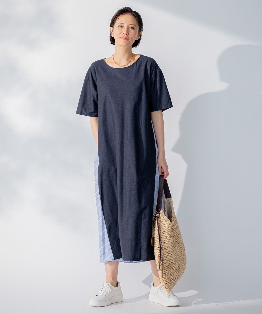 自由区 【洗える】コンビネーションシャーティング ワンピース 