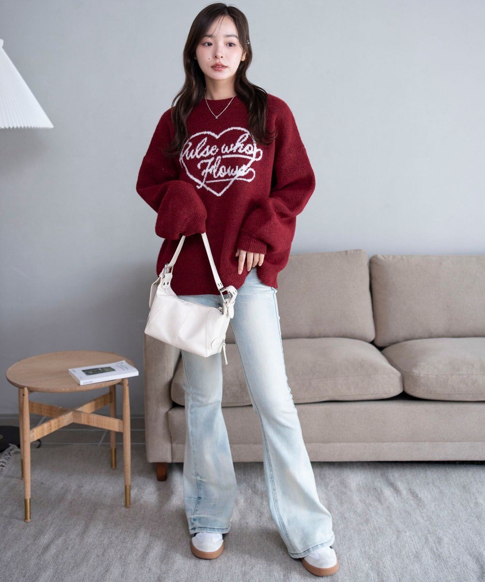 WEGO 【2025年秋冬新作】フラッフィーグラフィックニットBIGプルオーバー 