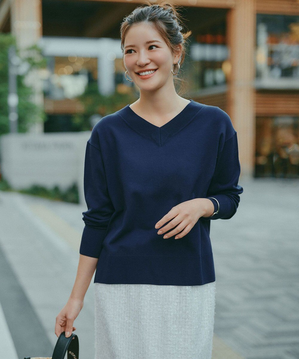 UNFILO L マイビューティニット Vネック 