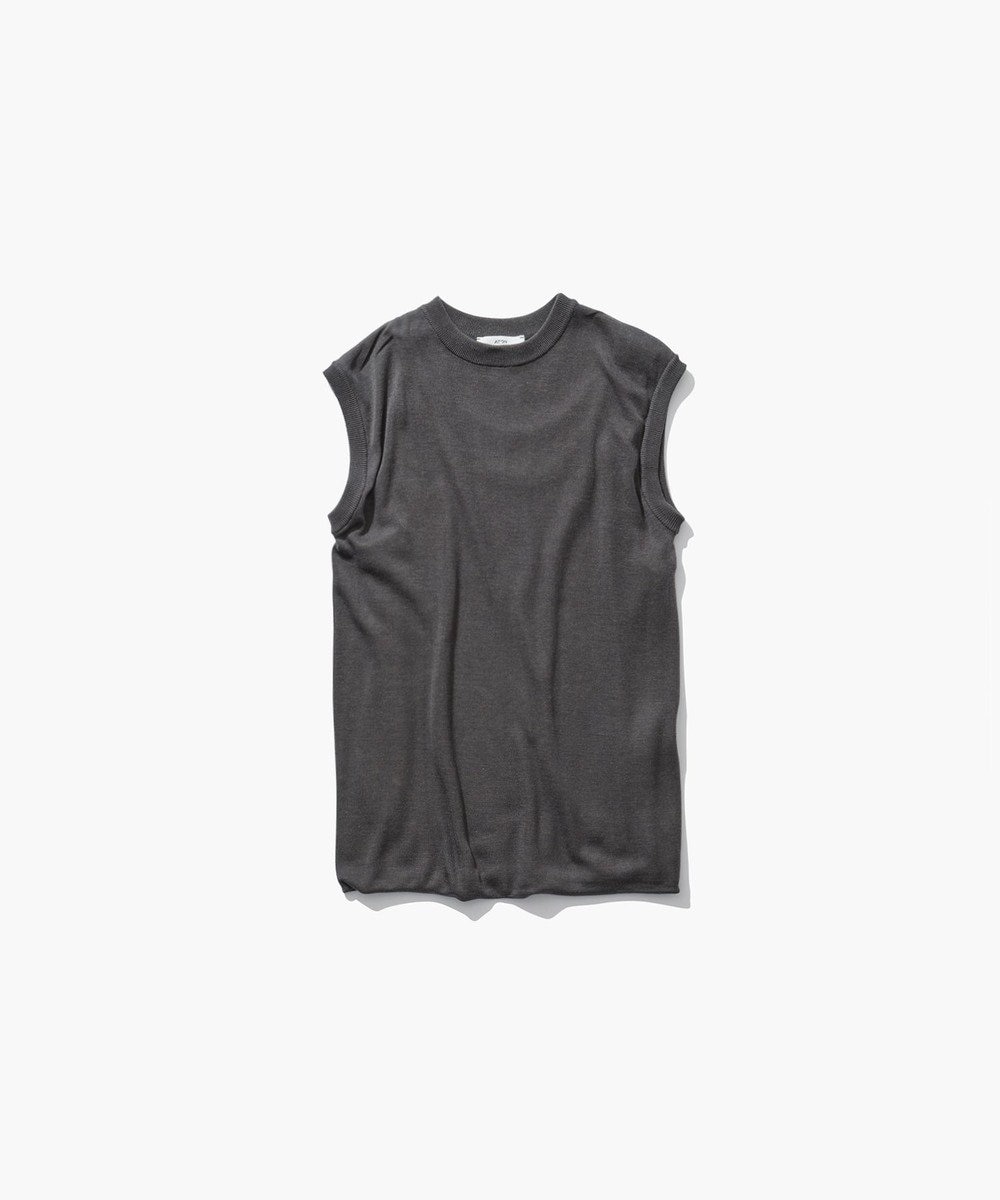 ATON SILK BLENDED CIRCULAR RIB | フィットレイヤードタンクトップ 