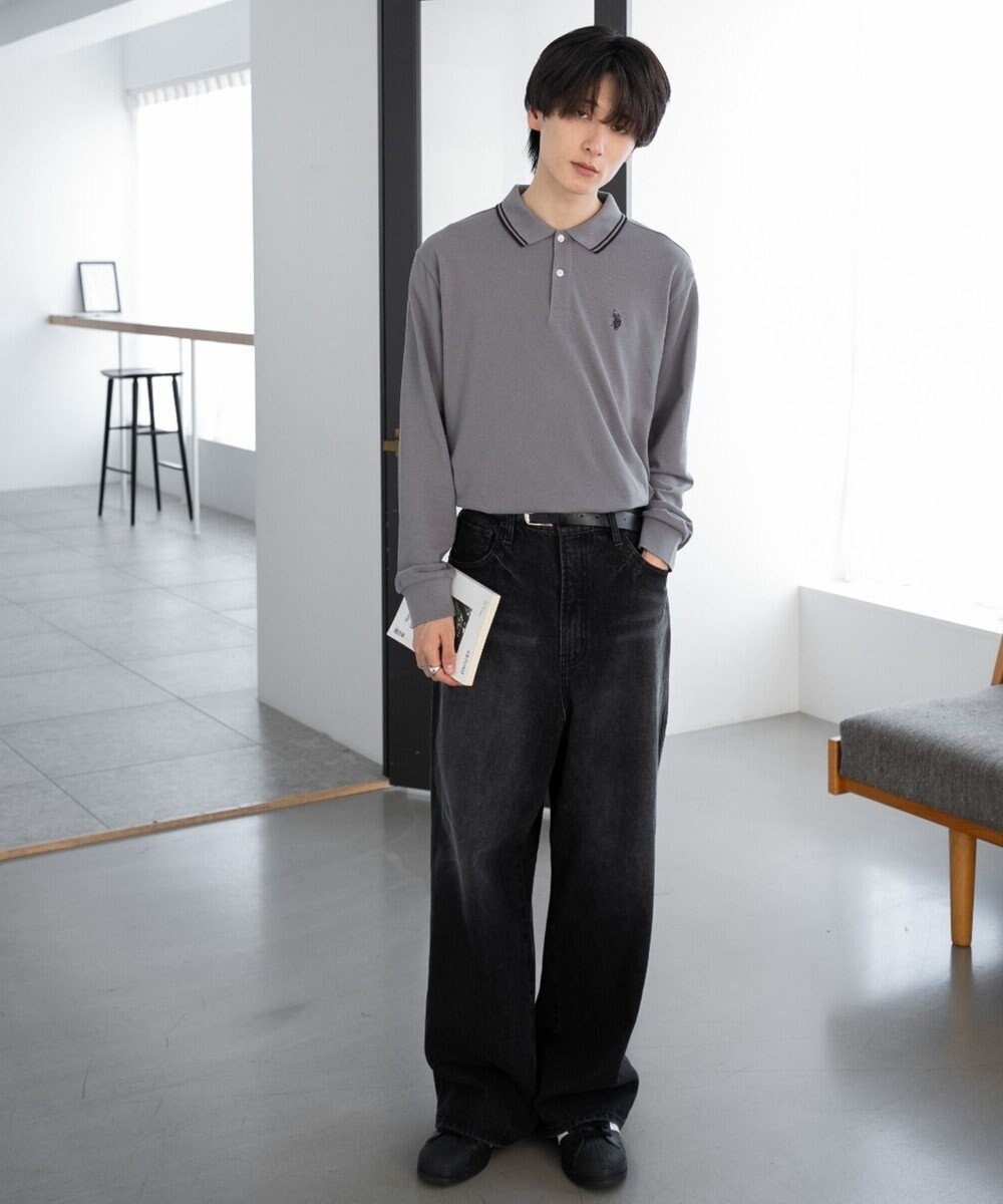 WEGO 【25年秋冬新作/ユニセックスITEM/SMLサイズ展開】別注USPOLOラインポロシャツ（長袖） 