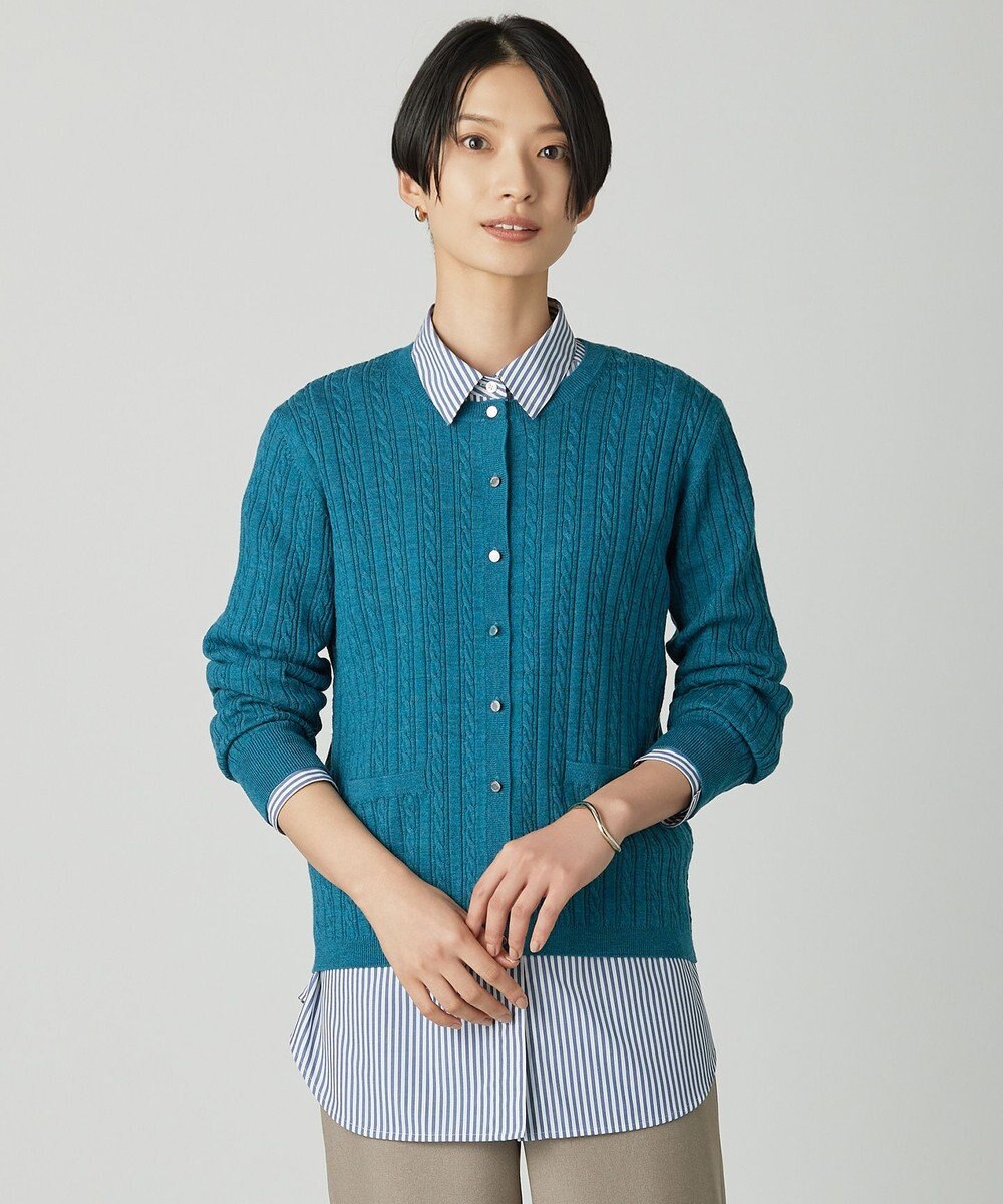 J.PRESS LADIES KNIT BASIC クルーネック カーディガン 