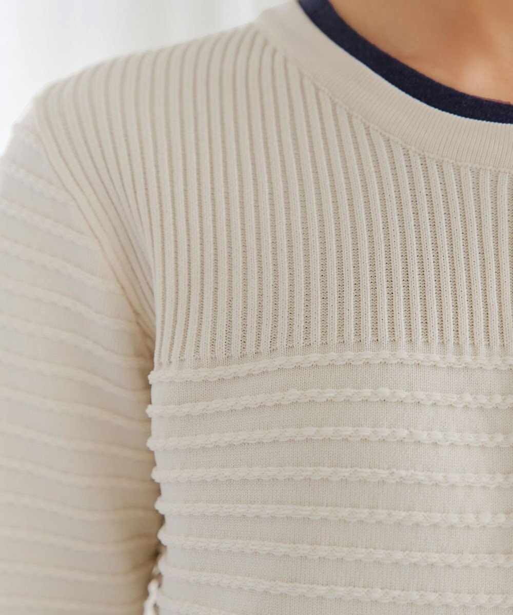 Tiaclasse 【洗える】ボーダー編みニットカーディガン 