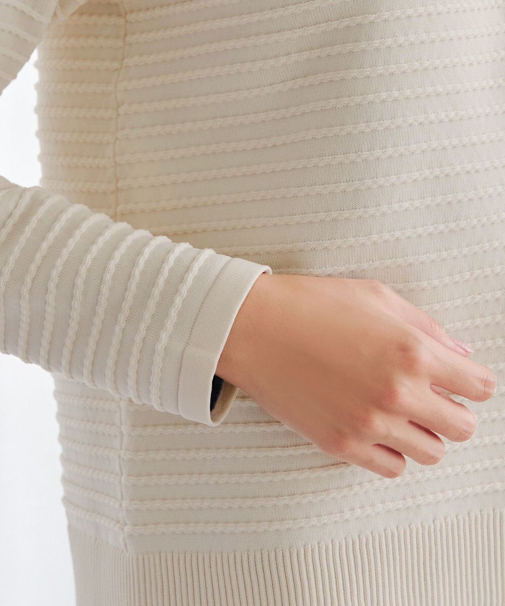 Tiaclasse 【洗える】ボーダー編みニットカーディガン 