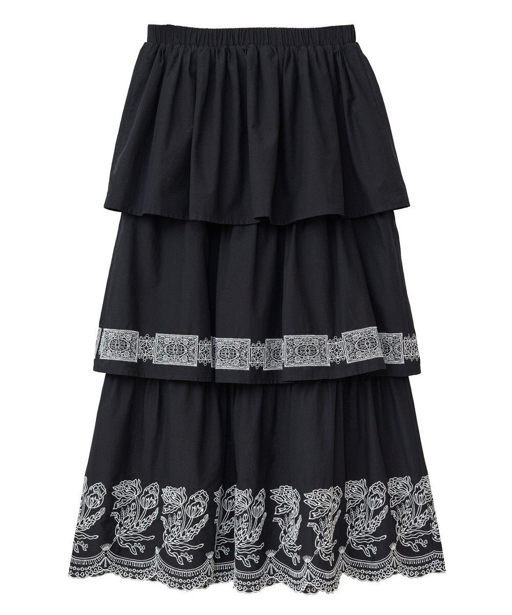 Green Parks ■ＥＳＣＡＲ　バイカラー刺繍ティアードスカート 